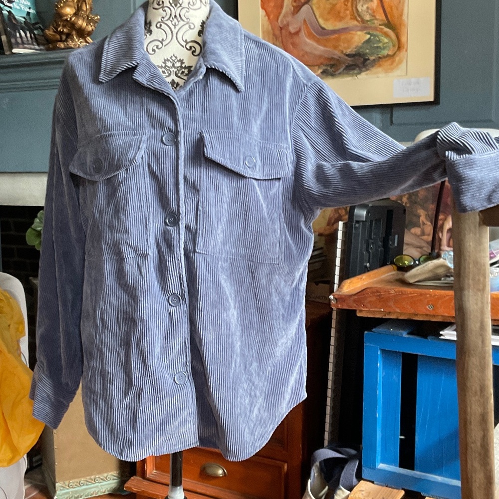 Oversized corduroy shirt. Size medium. Color - periwinkle blue